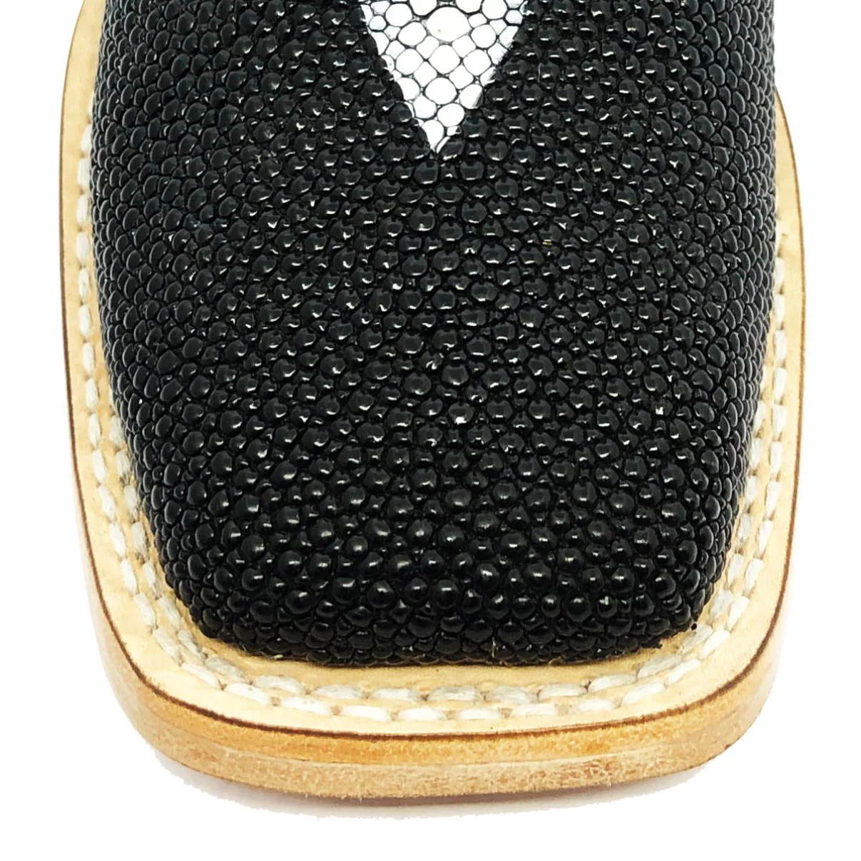 Bota Reizinho Premium Couro De Arraia Preta Limited Edition - Cano Alto, Bico Quadrado, Solado De Couro Artesanal