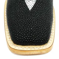 Bota Reizinho Premium Couro De Arraia Preta Limited Edition - Cano Alto, Bico Quadrado, Solado De Couro Artesanal - imagem 6