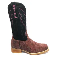 Bota Reizinho Premium Couro De Girafa Black Wine Limited Edition - Cano Alto, Bico Quadrado, Solado De Couro Artesanal - imagem 4