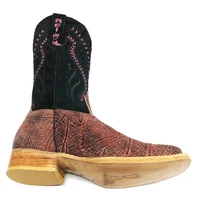 Bota Reizinho Premium Couro De Girafa Black Wine Limited Edition - Cano Alto, Bico Quadrado, Solado De Couro Artesanal - imagem 6