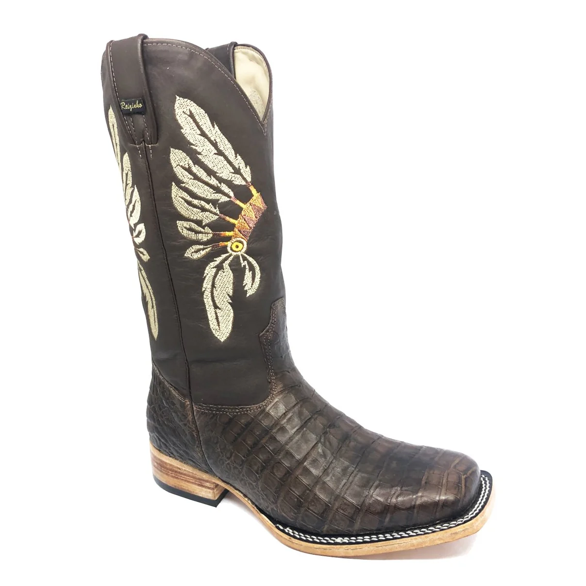 Bota Texana em Couro de Jacaré Marrom | Reizinho Premium