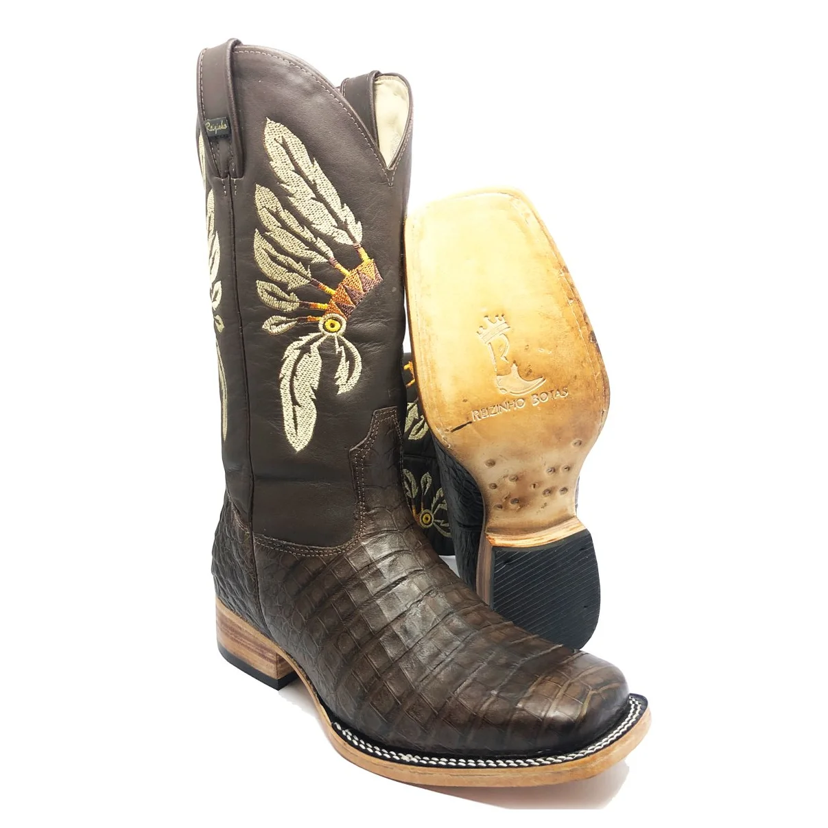 Bota Texana em Couro de Jacaré Marrom | Reizinho Premium