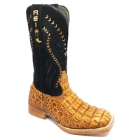 Bota Reizinho Premium Couro De Jacaré Havana Limited Edition - Cano Alto, Bico Quadrado, Solado De Couro Artesanal - imagem 2