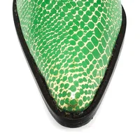 Bota Feminina De Couro Bovino Gold Emerald - Cano Curto, Bico Fino - imagem 4