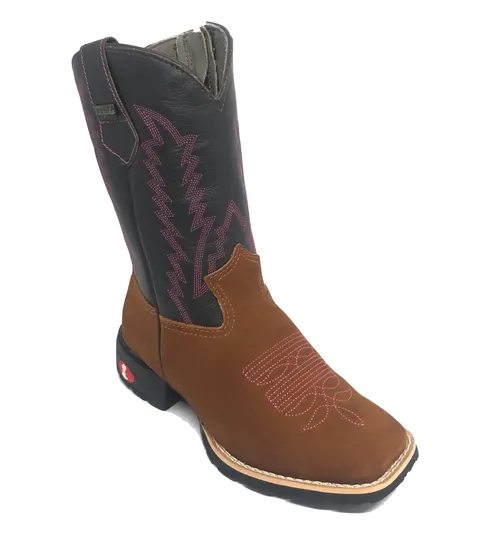 Bota Infantil Bufalada Caramelo - Cano Alto, Bico Quadrado, Solado Flex Comfort