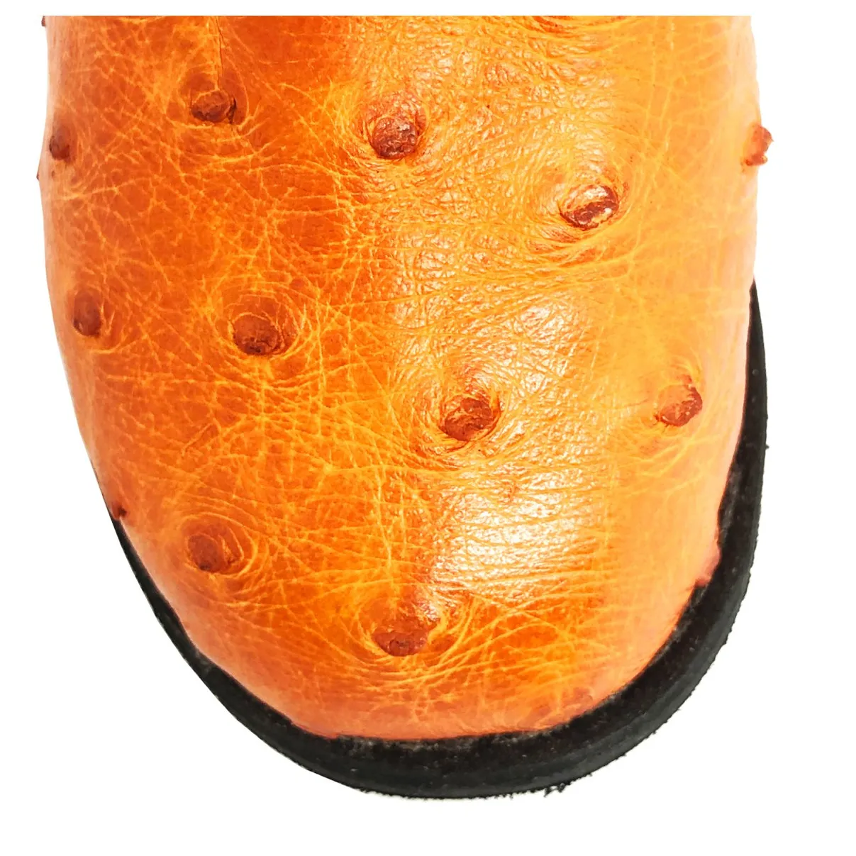 Bota Infantil De Couro De Avestruz Cheio Laranja