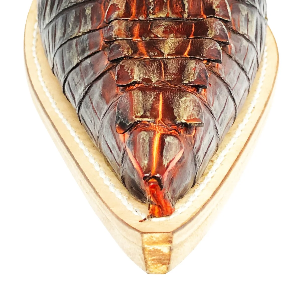 Bota Reizinho Premium Couro De Jacaré Darkness Orange Limited Edition - Cano Alto, Bico Fino, Solado De Couro Artesanal