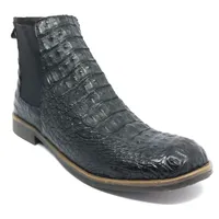 Bota Casual Reizinho Premium de Couro Legítimo de Jacaré Preto - Cano Curto, Solado Flex Comfort - Bico Redondo - imagem 2