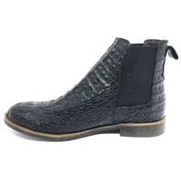 Bota Casual Reizinho Premium de Couro Legítimo de Jacaré Preto - Cano Curto, Solado Flex Comfort - Bico Redondo - imagem 5