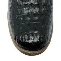 Bota Casual Reizinho Premium de Couro Legítimo de Jacaré Preto - Cano Curto, Solado Flex Comfort - Bico Redondo - imagem 4
