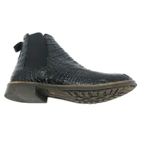Bota Casual Reizinho Premium de Couro Legítimo de Jacaré Preto - Cano Curto, Solado Flex Comfort - Bico Redondo - imagem 3
