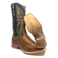 Bota Reizinho Premium Couro De Jacaré Havana Rabo Limited Edition - Cano Alto, Bico Quadrado, Solado De Couro Artesanal - imagem 1