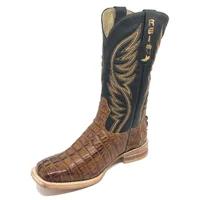 Bota Reizinho Premium Couro De Jacaré Havana Rabo Limited Edition - Cano Alto, Bico Quadrado, Solado De Couro Artesanal - imagem 3