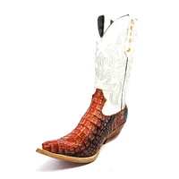 Bota Reizinho Premium Couro De Jacaré Darkness Orange Limited Edition - Cano Alto, Bico Fino, Solado De Couro Artesanal - imagem 2