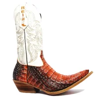 Bota Reizinho Premium Couro De Jacaré Darkness Orange Limited Edition - Cano Alto, Bico Fino, Solado De Couro Artesanal - imagem 10