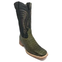 Bota Reizinho Premium Couro De Jacaré Verde Musgo Limited Edition - Cano Alto, Bico Quadrado, Solado De Couro Artesanal - imagem 2