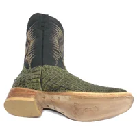 Bota Reizinho Premium Couro De Jacaré Verde Musgo Limited Edition - Cano Alto, Bico Quadrado, Solado De Couro Artesanal - imagem 7