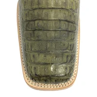 Bota Reizinho Premium Couro De Jacaré Verde Musgo Limited Edition - Cano Alto, Bico Quadrado, Solado De Couro Artesanal - imagem 8