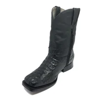 Bota Reizinho Premium Couro De Jacaré Preto Hornback Limited Edition - Cano Médio, Bico Quadrado, Solado De Couro Artesa - imagem 6