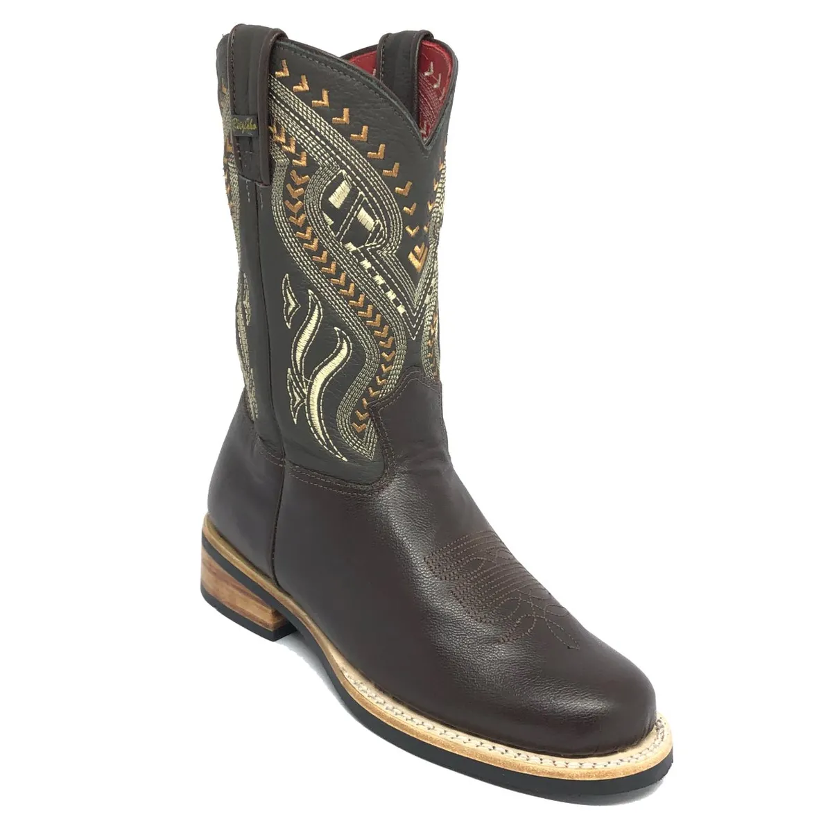 Bota De Couro Bovino Marrom Café - Cano Médio, Bico Redondo, Solado X-Flex Artesanal