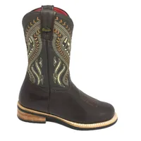 Bota De Couro Bovino Marrom Café - Cano Médio, Bico Redondo, Solado X-Flex Artesanal - imagem 4