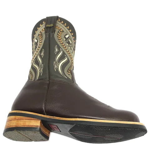 Bota De Couro Bovino Marrom Café - Cano Médio, Bico Redondo, Solado X-Flex Artesanal