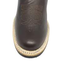 Bota De Couro Bovino Marrom Café - Cano Médio, Bico Redondo, Solado X-Flex Artesanal - imagem 5