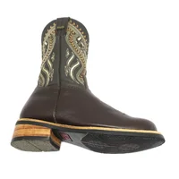 Bota De Couro Bovino Marrom Café - Cano Médio, Bico Redondo, Solado X-Flex Artesanal - imagem 6
