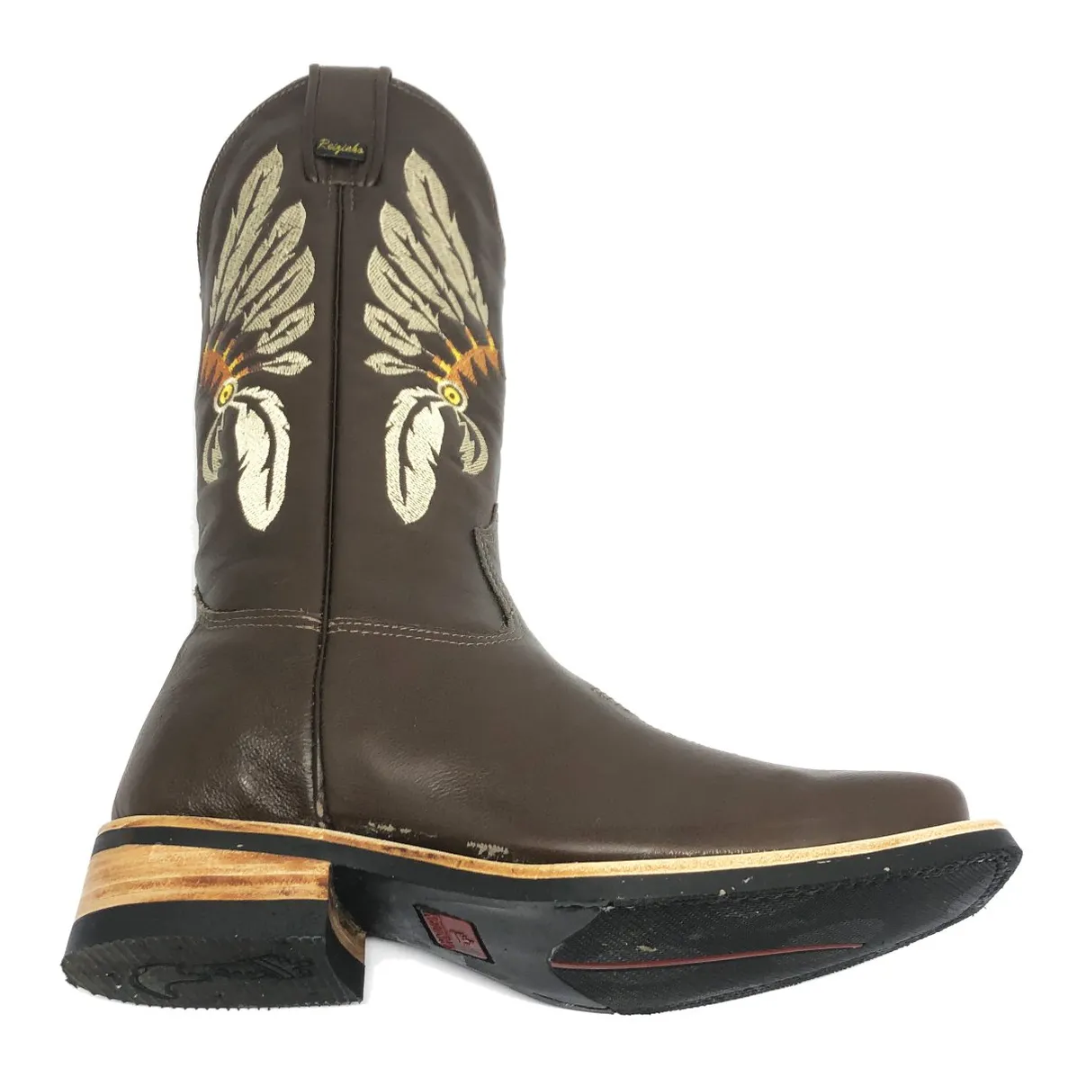Bota De Couro Marrom Tabaco - Cano Alto, Bico Quadrado, Solado X-Flex Artesanal