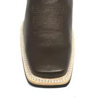 Bota De Couro Marrom Tabaco - Cano Alto, Bico Quadrado, Solado X-Flex Artesanal - imagem 5