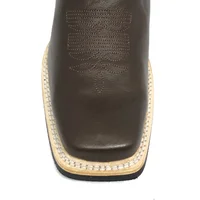 Bota De Couro Marrom Tabaco - Cano Alto, Bico Quadrado, Solado X-Flex Artesanal - imagem 10