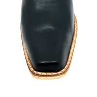 Bota De Couro Bovino Preto - Cano Curto De Zíper, Bico Fino Quadradinho, Solado De Couro Artesanal - imagem 6