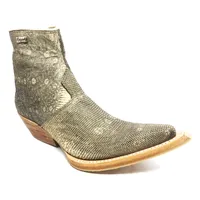 Bota de Couro de Lagarto Africano Natural - Cano Curto, Bico Fino, Solado de Couro Artesanal - imagem 1