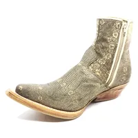 Bota de Couro de Lagarto Africano Natural - Cano Curto, Bico Fino, Solado de Couro Artesanal - imagem 6