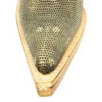 Bota de Couro de Lagarto Africano Natural - Cano Curto, Bico Fino, Solado de Couro Artesanal - imagem 4