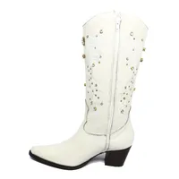 Bota Texana Feminina de Couro Bovino Bege Off White | Linha Cowgirl Elite | Reizinho Botas - imagem 5