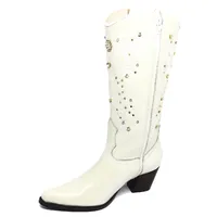 Bota Texana Feminina de Couro Bovino Bege Off White | Linha Cowgirl Elite | Reizinho Botas - imagem 10