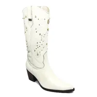 Bota Texana Feminina de Couro Bovino Bege Off White | Linha Cowgirl Elite | Reizinho Botas - imagem 2