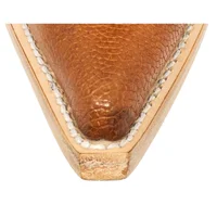 Bota De Couro Barriga De Avestruz Laranja - Cano Curto De Elástico, Bico Fino Inclinado, Solado De Couro Artesanal - imagem 7