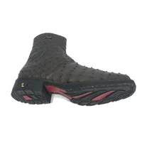 Bota De Couro De Avestruz Cheio Marrom Café - Cano Curto, Bico Quadrado, Solado Flex Comfort - imagem 3