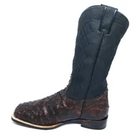 Bota De Couro De Avestruz Cheio BloodWine - Cano Alto, Bico Quadrado, Solado De Couro Artesanal - imagem 4