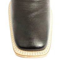 Bota De Couro De Barriga De Avestruz Marrom Café - Cano Alto, Bico Quadrado, Solado De Couro Artesanal - imagem 3