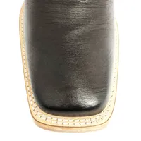 Bota De Couro De Barriga De Avestruz Marrom Café - Cano Alto, Bico Quadrado, Solado De Couro Artesanal - imagem 6