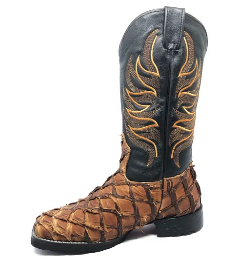 Bota de Pirarucu Dry Leaf - Cano Alto, Bico Quadrado, Solado Flex Comfort