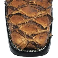 Bota de Pirarucu Dry Leaf - Cano Curto, Bico Quadrado, Solado X-Flex Artesanal - imagem 4