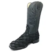 Bota de Pirarucu Preto Fosco - Cano Alto, Bico Quadrado, Solado Flex Comfort - imagem 2