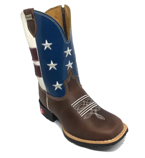 Bota Infantil de Couro Bovino Marrom - Cano Alto, Bico Quadrado, Solado Flex Comfort