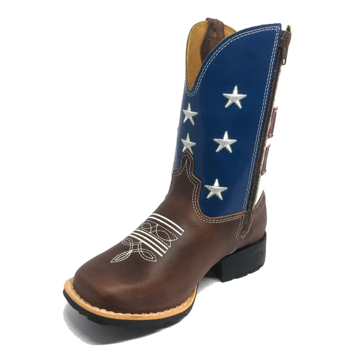 Bota Infantil de Couro Bovino Marrom - Cano Alto, Bico Quadrado, Solado Flex Comfort
