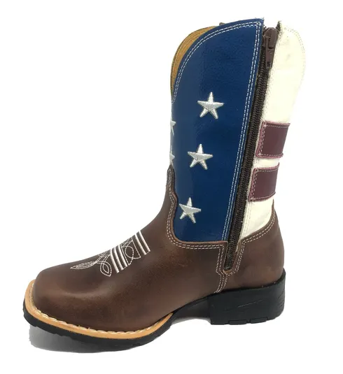 Bota Infantil de Couro Bovino Marrom - Cano Alto, Bico Quadrado, Solado Flex Comfort
