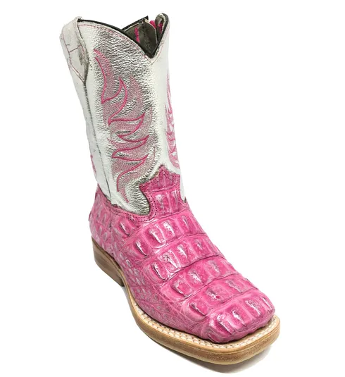 BOTA INFANTIL DE COURO DE JACARÉ SILVER PINK LIMITED EDITION